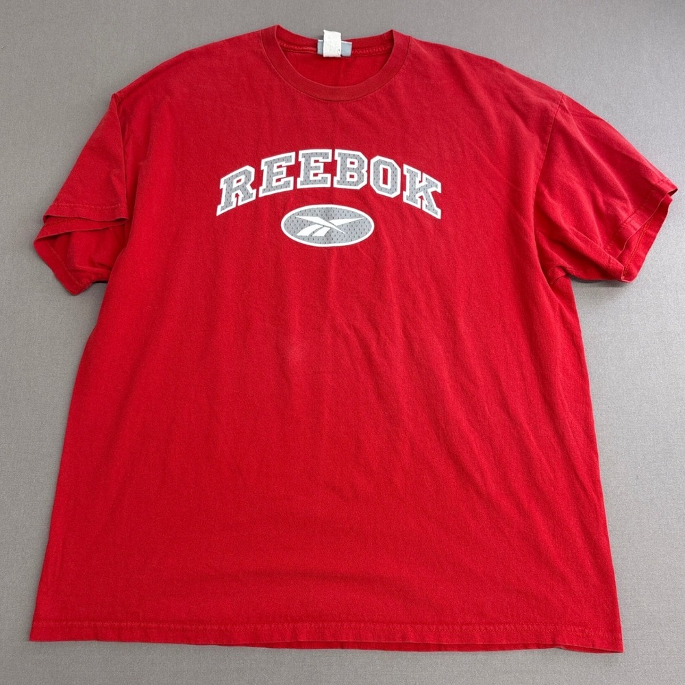 Reebok Mens XL Red Graphic T-Shirt Short Sleeve Cotton Crew Neck Logo Tee
